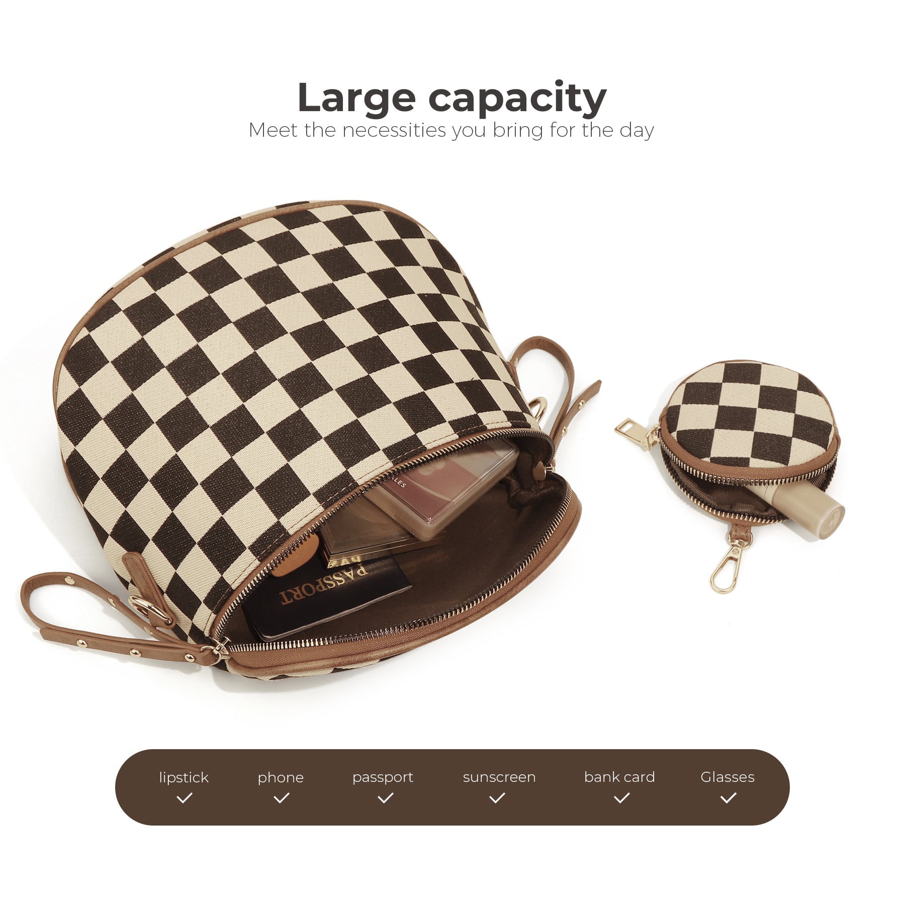 Ounamei Large Crossbody Bag for Women | Multi-Style Bag with Coin Pouch for Travel & Daily Use