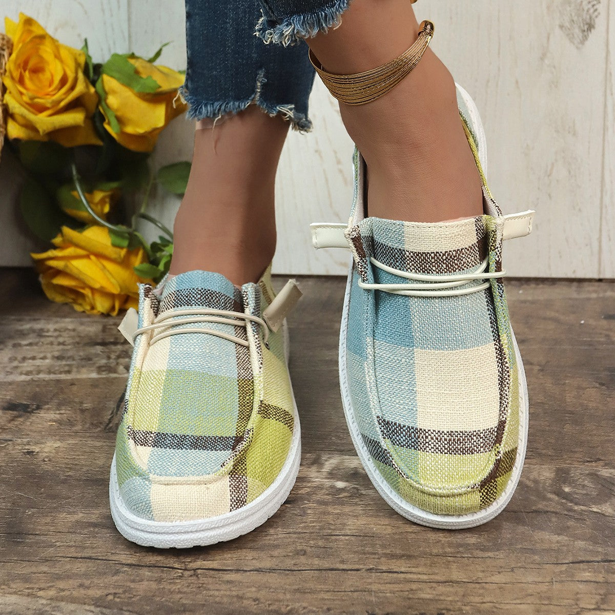 Women’s Heritage Check Slip-On — Vintage-Inspired Canvas Boat Shoe with CloudWalk Cushion & Extended Sizes (Up to US 10.5)