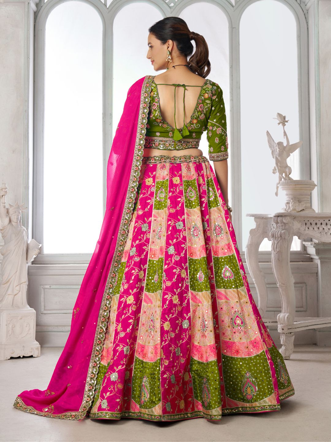 Designer Multi-Color Mehendi Lehenga Choli with Embroidered Blouse