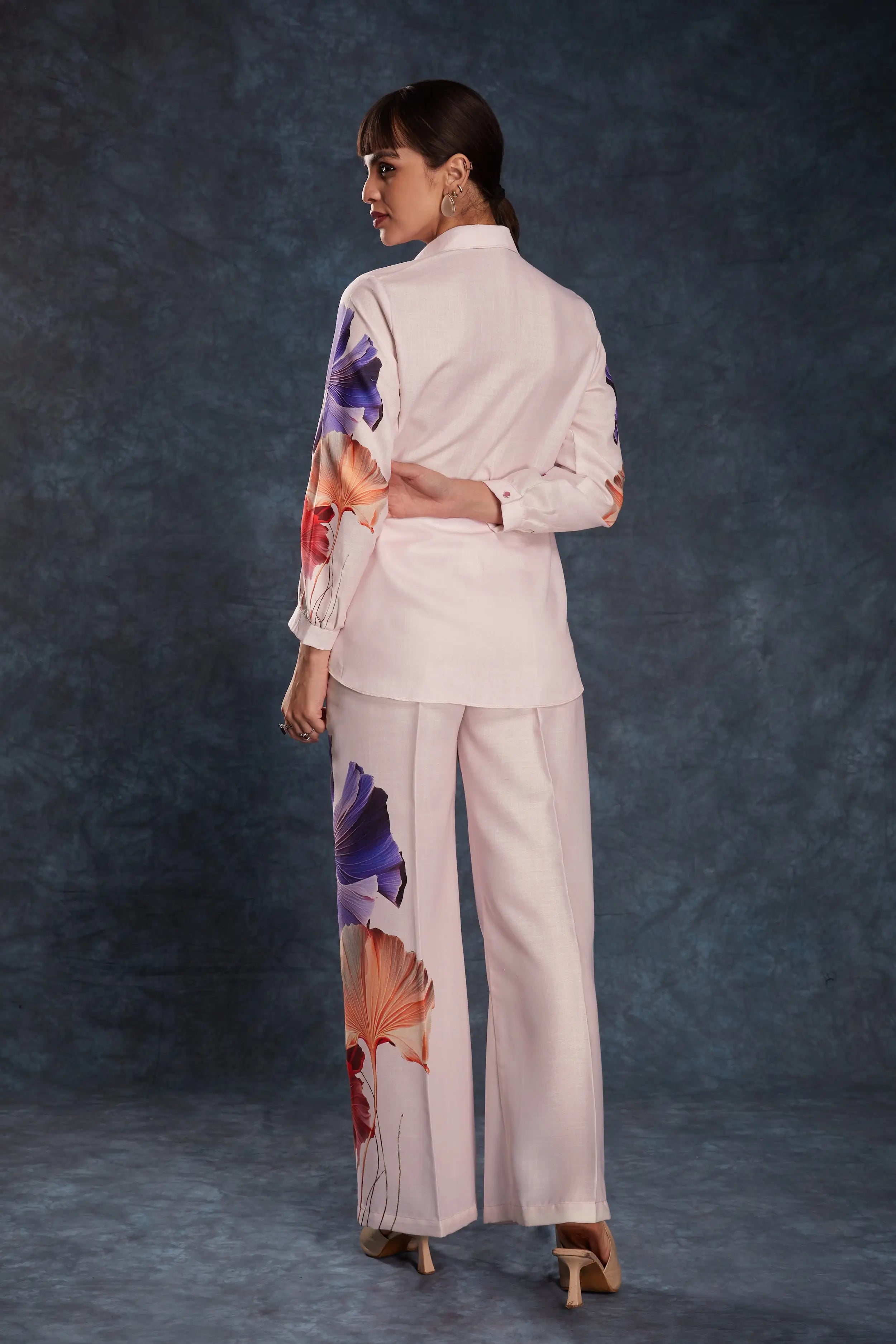 Light Pink Printed Linen Co-ord Set - qivii