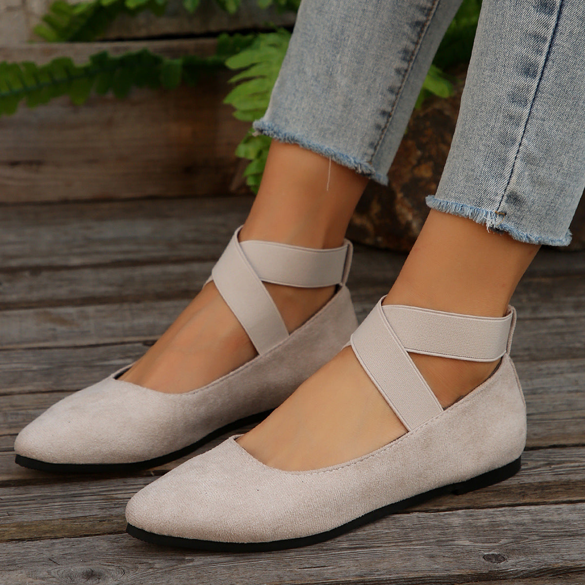 Women’s FlexiWalk Cross-Strap Slip-On Loafers – Round-Toe Low-Top Flats (US 5–10.5)