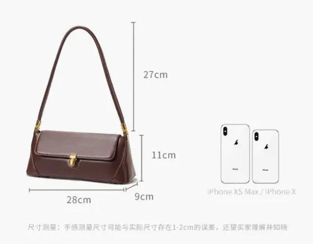 Women's Parisian Baguette Satchel – Vintage Underarm Bag with Convertible Strap & Timeless Textured Leather