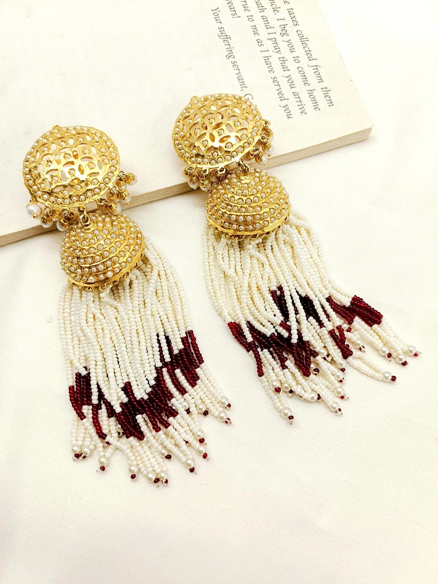 Kaashni Maroon Jadau Jhumki