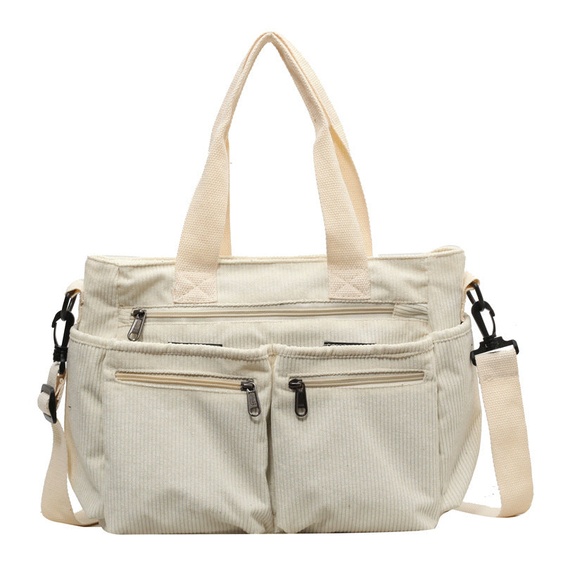 Women's Corduroy Tote Bag Large Capacity Convertible Shoulder & Crossbody Bag | Casual & Versatile Everyday Handbag
