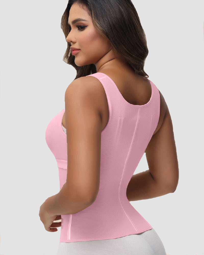 Shapshe® Women's Boned Latex Zipper Corset Tummy Control Body Shaper Vest With Bra - By Qivii