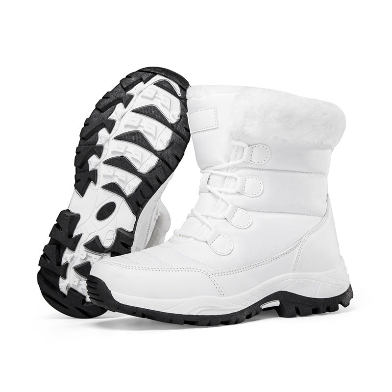 Women's Thermal Winter Hiking Boots - High-Cut Fleece Lined Snow Boots (Pink, White & Black - US 5-10)