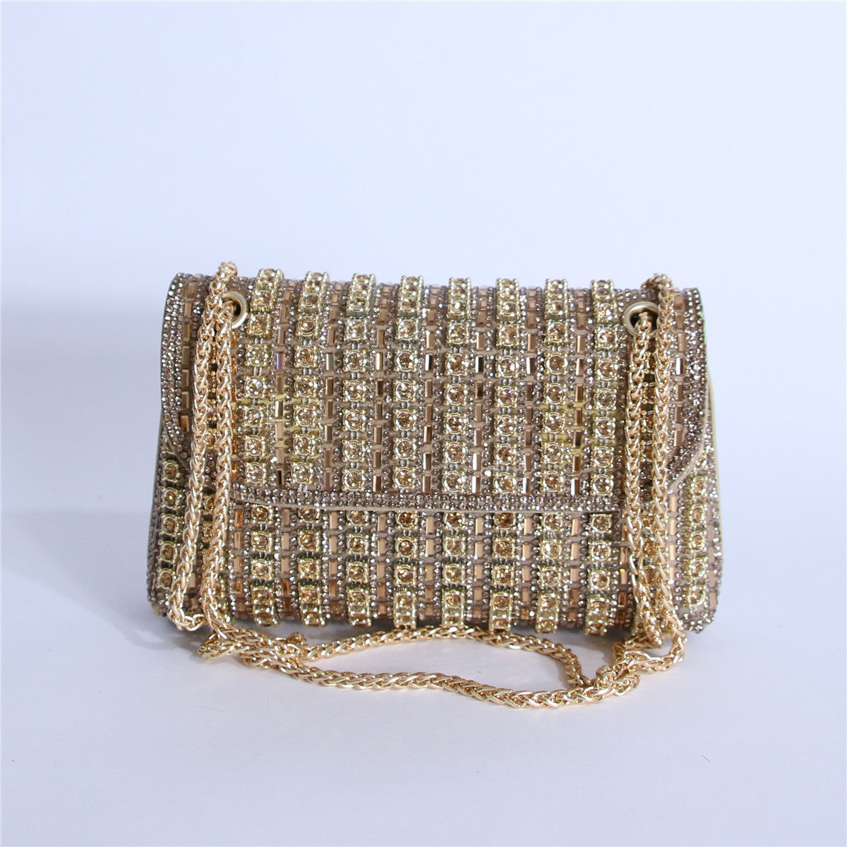 Women's Crystal-Embellished Evening Clutch – Women’s Adjustable Chain Strap Shoulder Bag for Galas, Parties & Luxury Events
