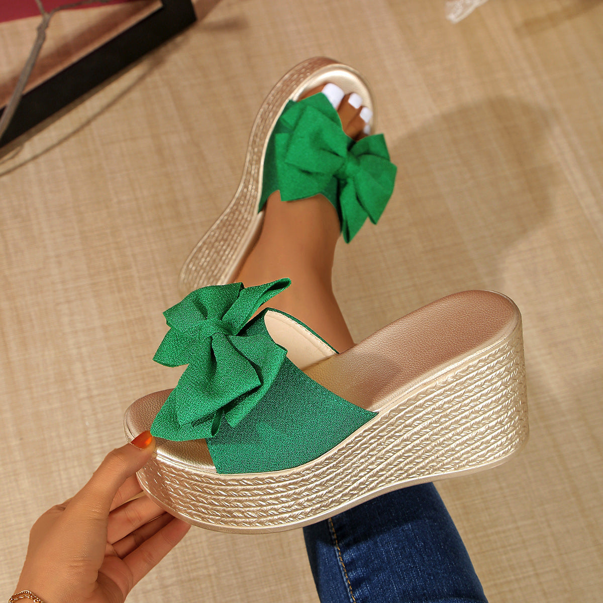 Women’s BowBella Platform Wedge Sandals – Chunky Flatform Summer Shoes (US 4–10.5)