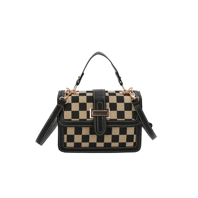 Women’s Stylish Houndstooth Checkered Crossbody Bag - Compact Square Shoulder Bag for Everyday Use