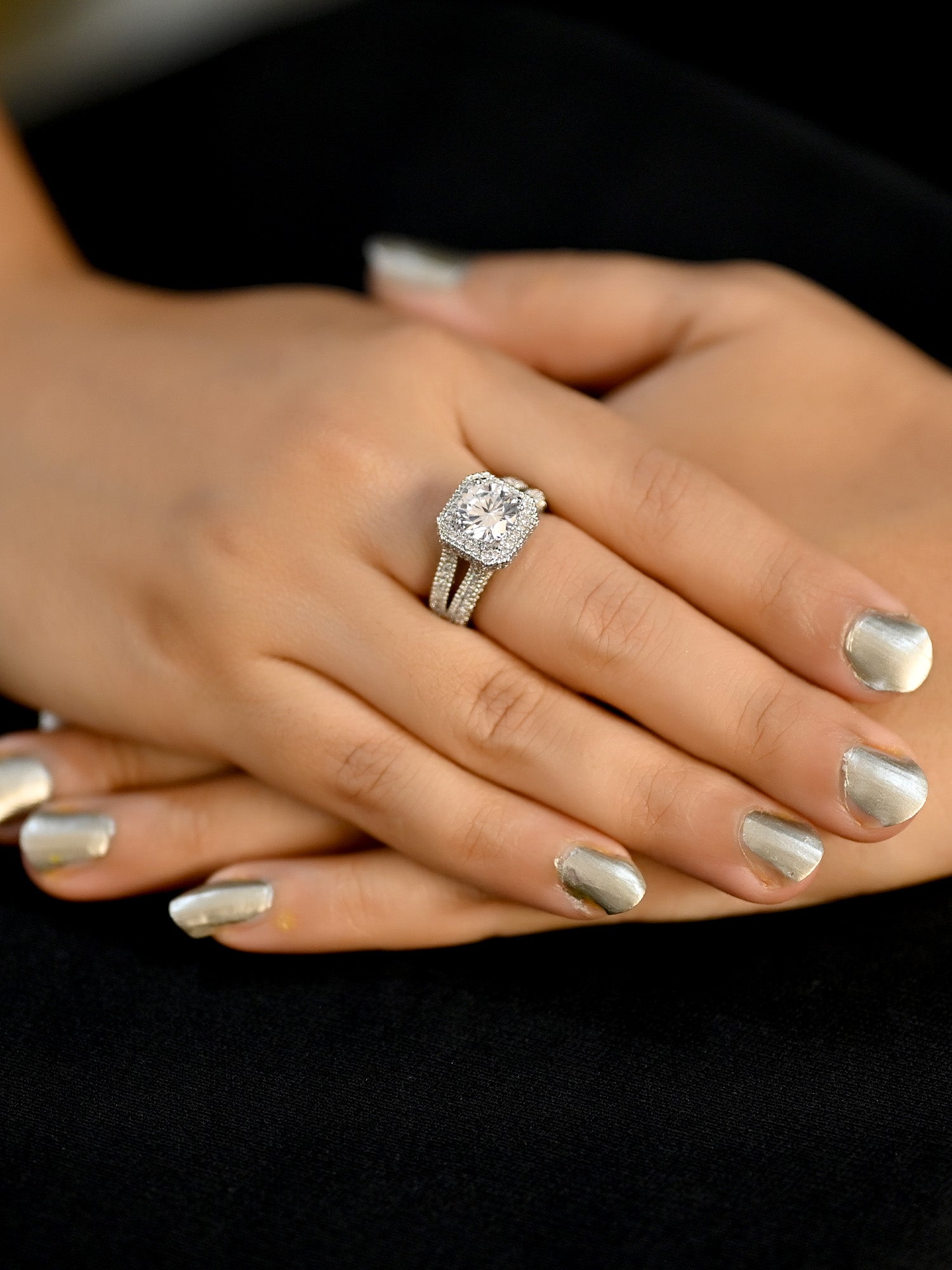 Shabnam American Diamond Finger Ring - qivii