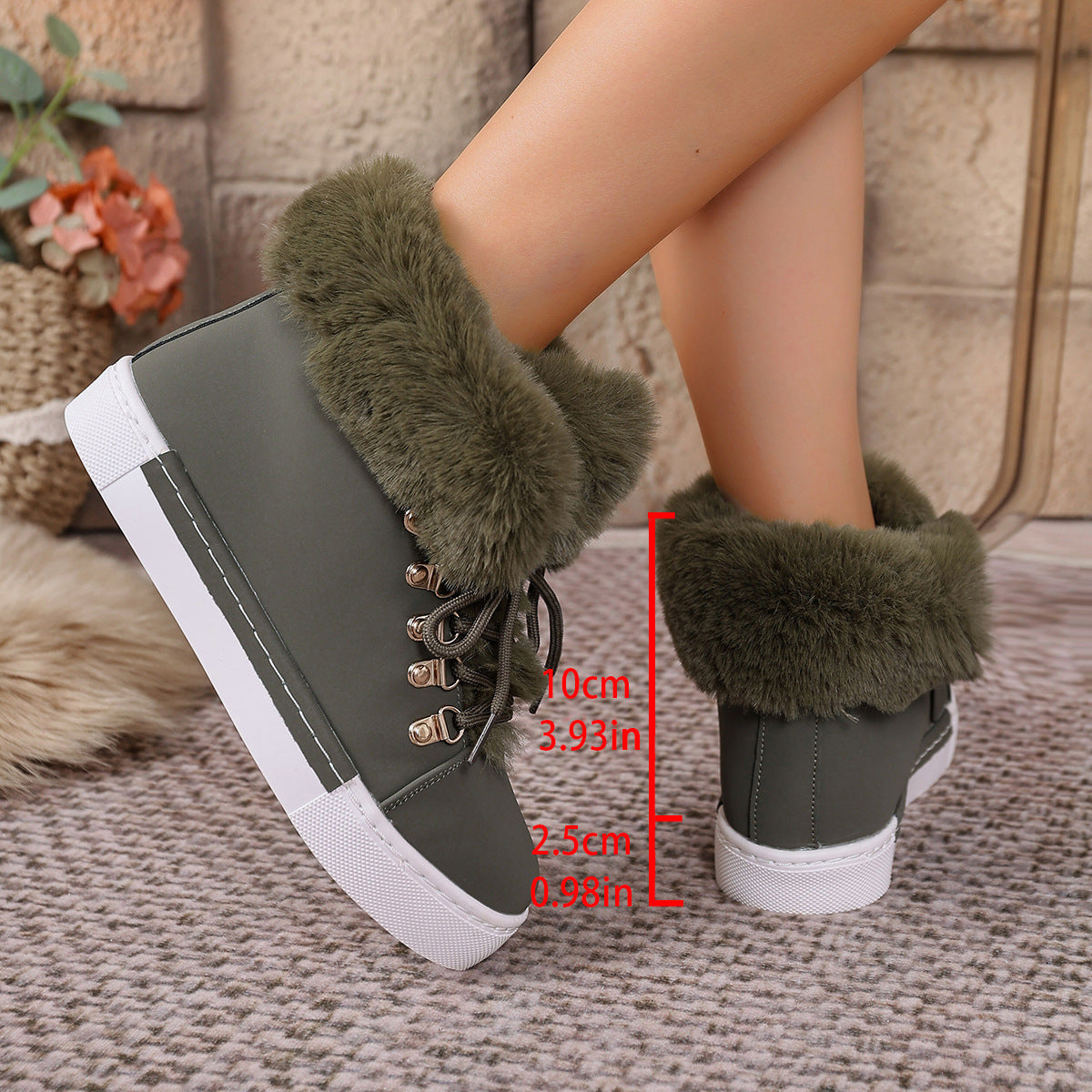 Women's Heritage Plush Snow Boot - Platform Winter Boots with Faux Fur Lining & Classic Lace-Up Design (US 5-10.5)