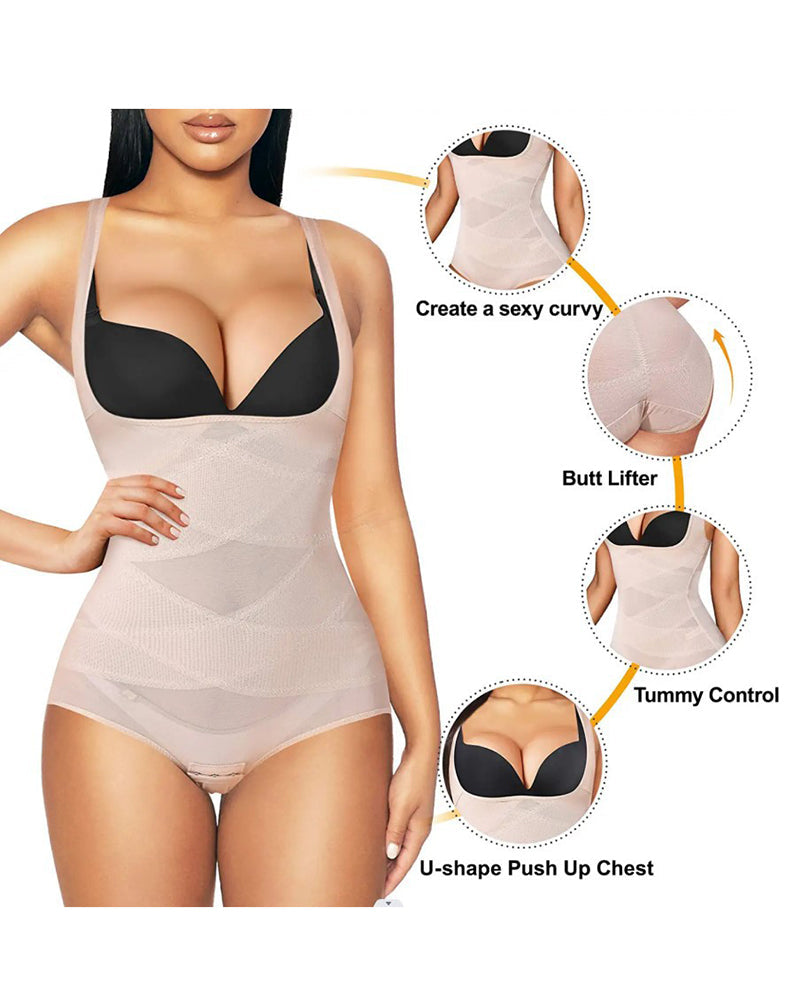 Mesh Seamless Waist Slimmer Corset Butt Shaping Shapewear Bodysuit - By Qivii