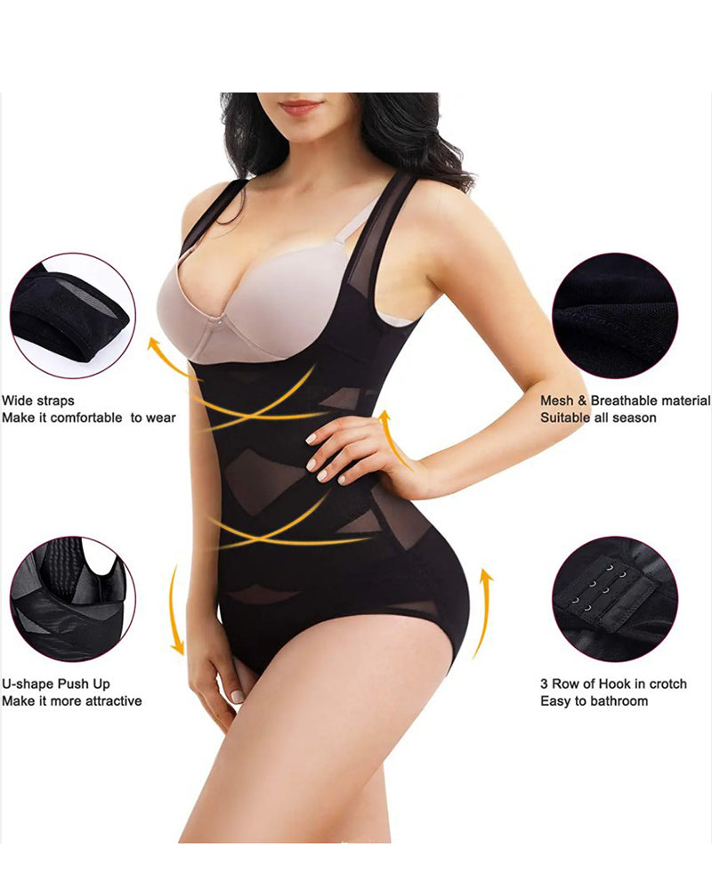 Mesh Seamless Waist Slimmer Corset Butt Shaping Shapewear Bodysuit - By Qivii