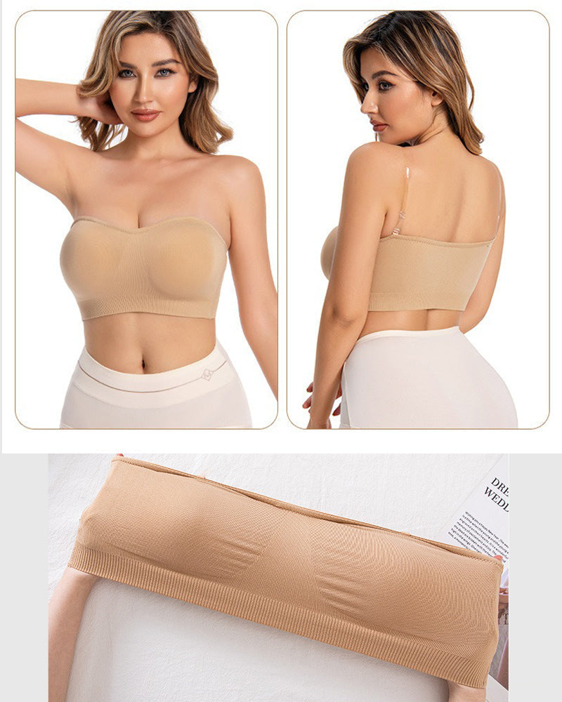 Women Strapless Push up Bra without Steel Ring Seamless tube top - By Qivii