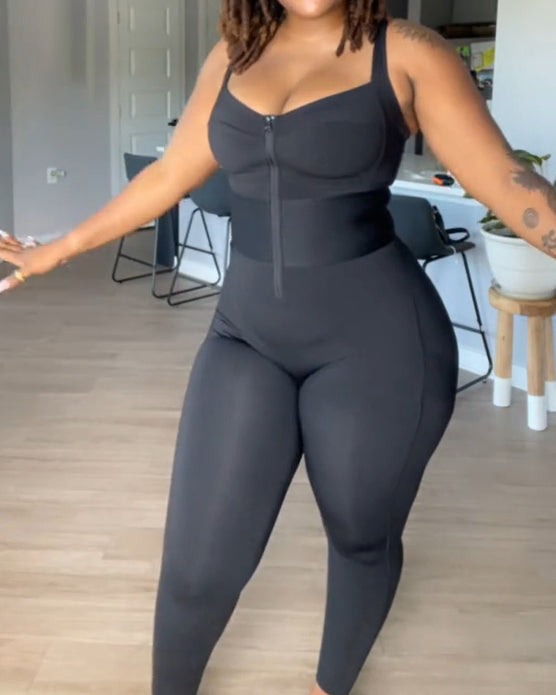 Shapshe® Women's Sleeveless Jumpsuit Tummy Control One Piece Waistband Bodycon Yoga Romper - By Qivii