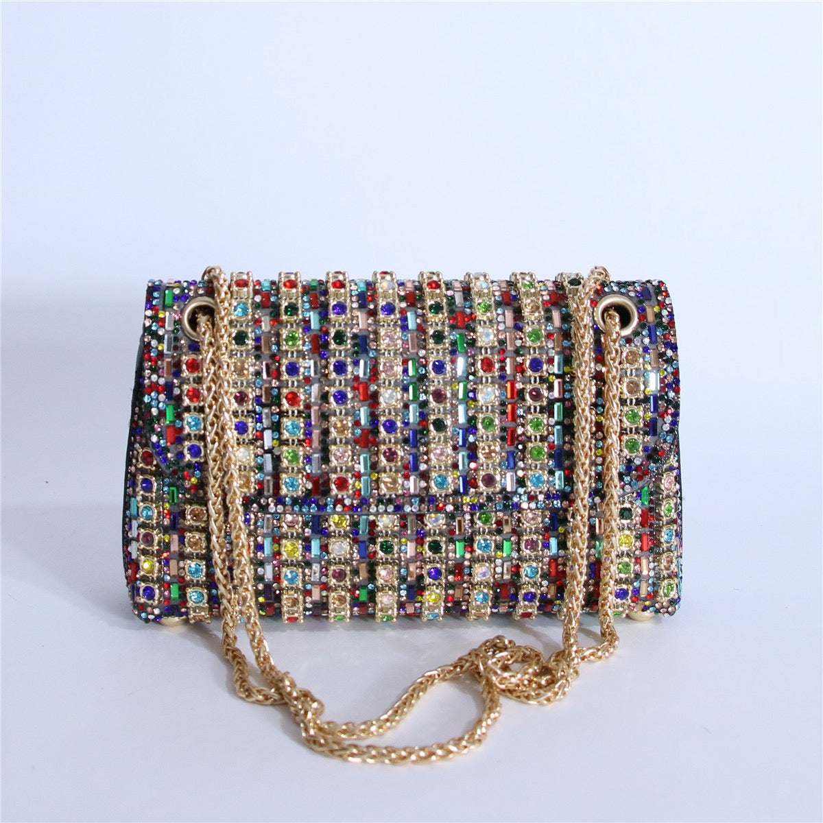 Women's Crystal-Embellished Evening Clutch – Women’s Adjustable Chain Strap Shoulder Bag for Galas, Parties & Luxury Events