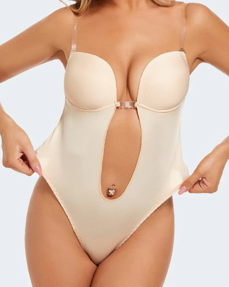 Shapewear Women Plus Size Backless Shapewear Integrated Bra Body Shaper Seamless Open Crotch Shapewear - By Qivii