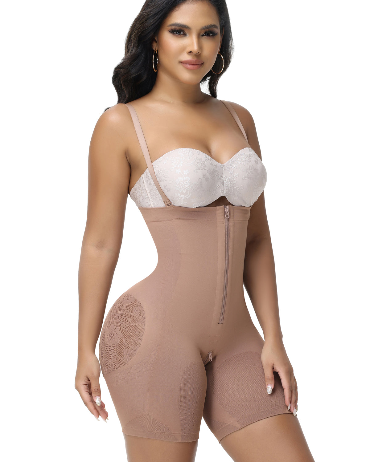 Shapshe® Hip Mesh High Waisted Faja Shaping Shorts with Zip Closure for Women