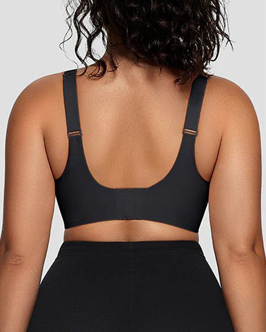 Mesh Patchwork V Neck Comfort Seamless Push up Shaping Bra