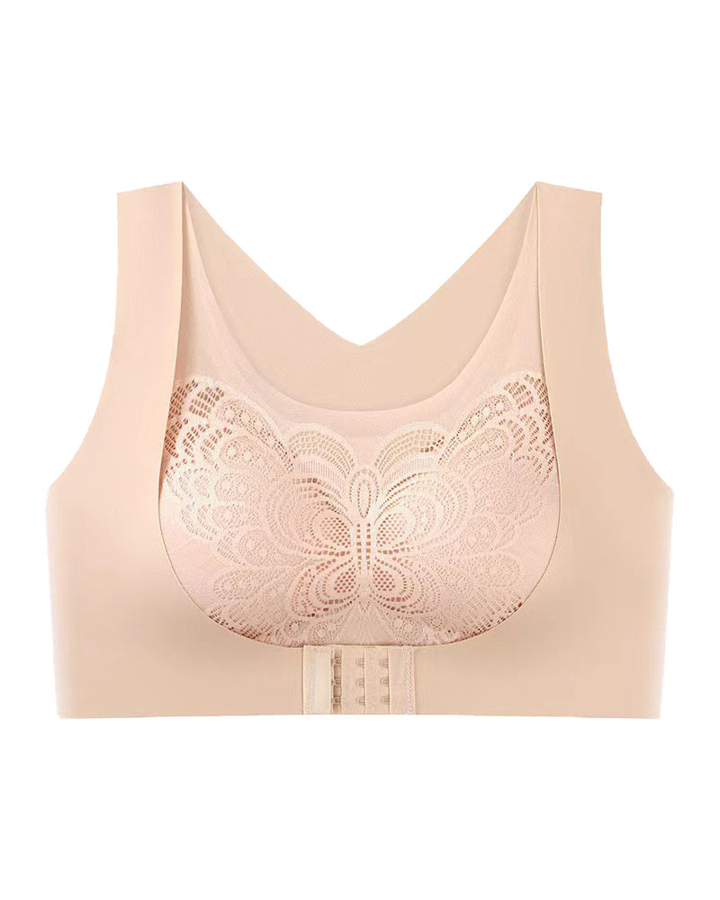 Seamless Front Buckle Push up Wireless Bra Correcting Hunchback