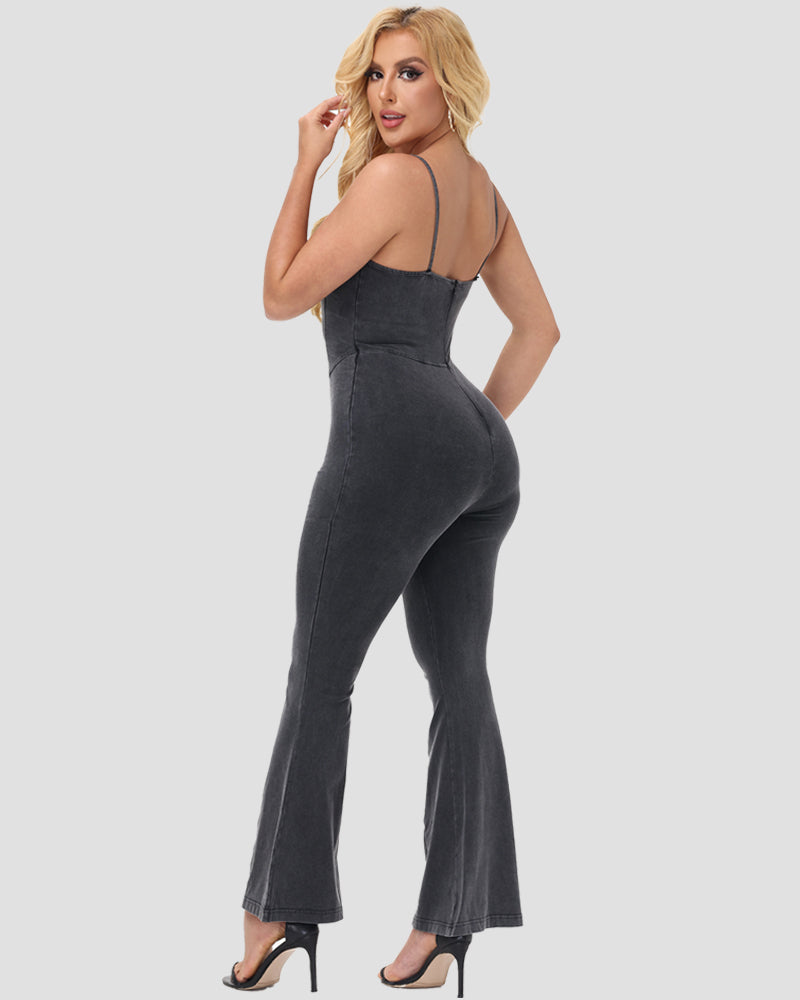 Shapshe® Sexy Suspenders Sleeveless Flared Jumpsuit With Back Zipper - By Qivii