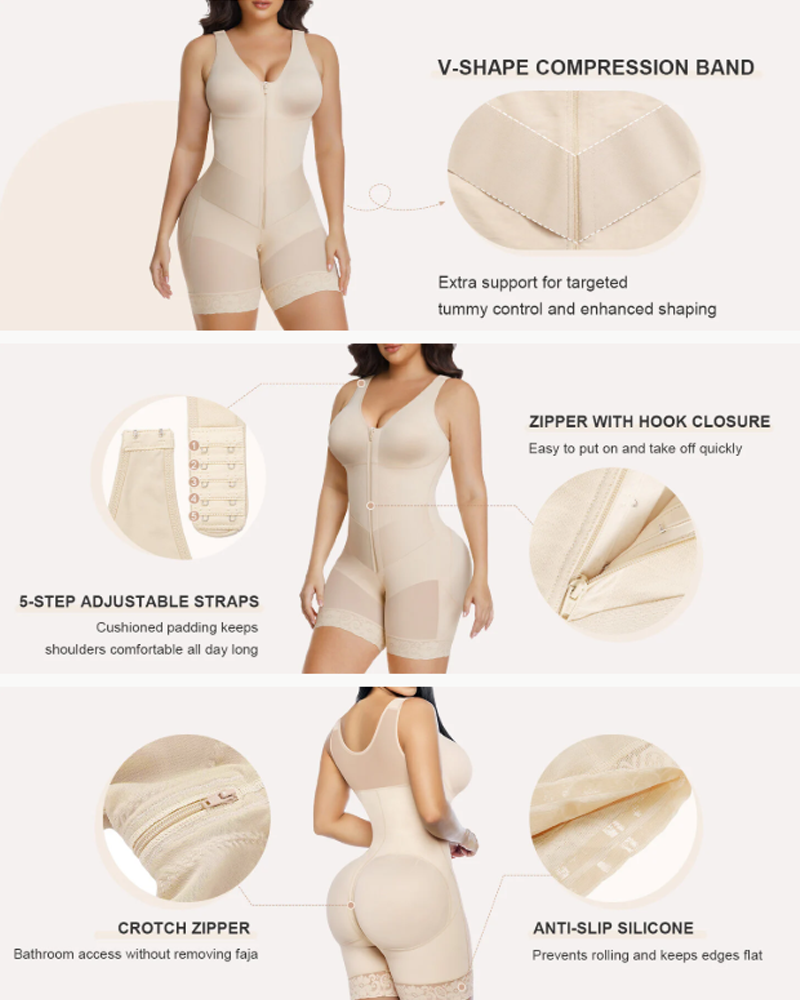 V-shape Shaping Stretch Band Tummy Control Full Body Zipper Shaper