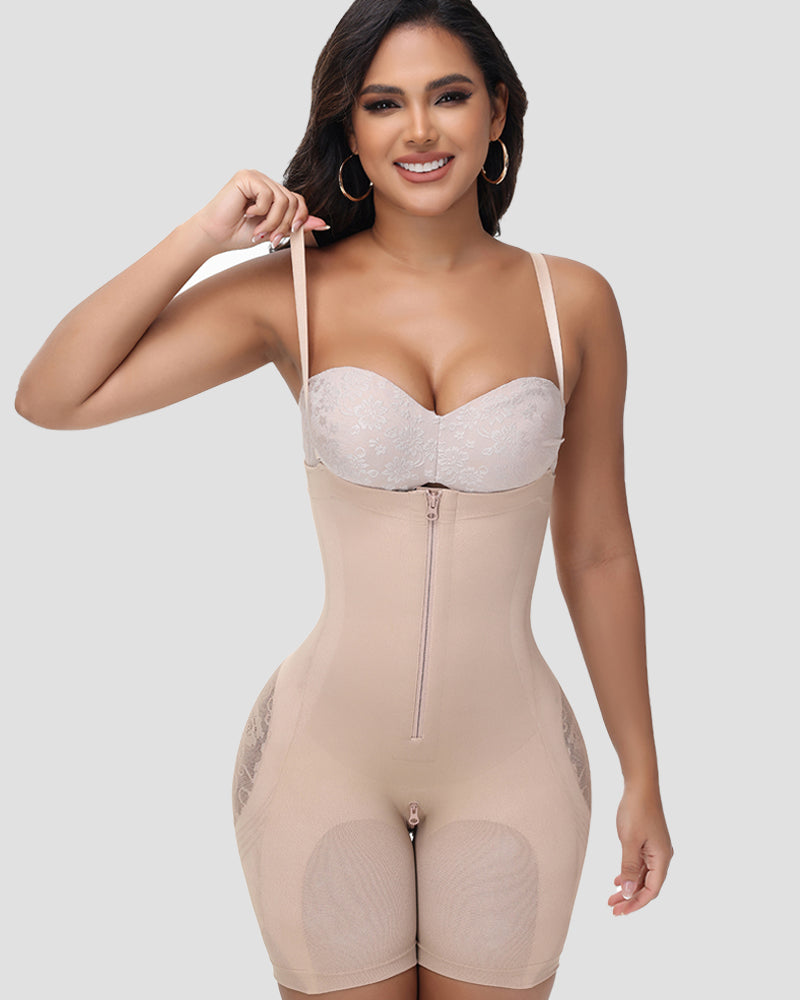Shapshe® Hip Mesh High Waisted Faja Shaping Shorts with Zip Closure for Women