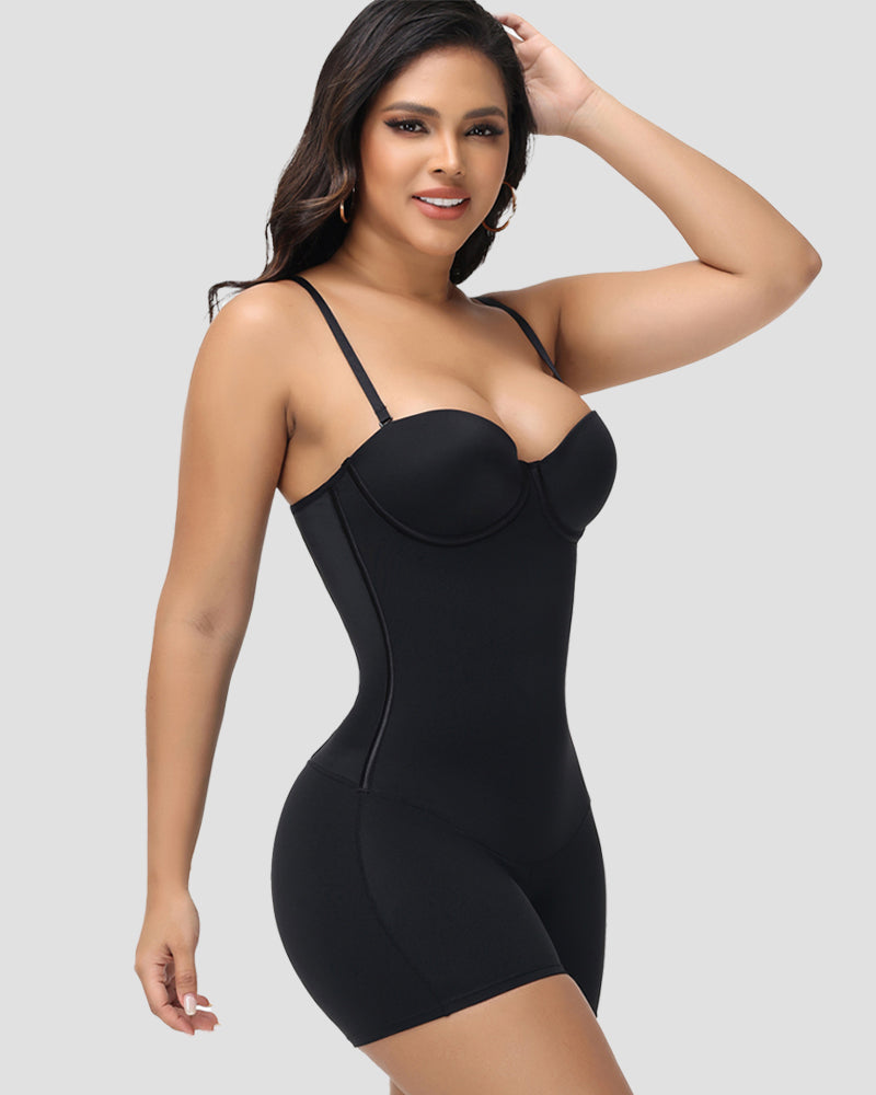 Shapshe® Built In Bra Lace Up Back Shapewear Bodysuit