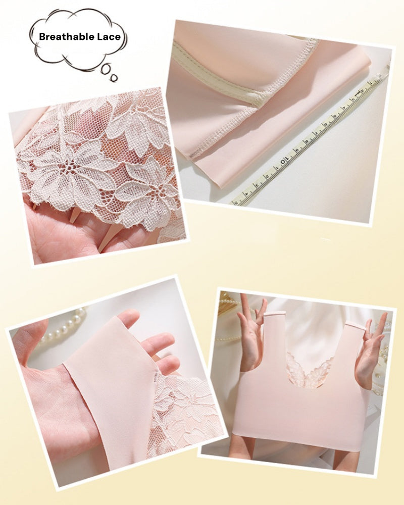 Widen Straps Lace Seamless Breathable Wire Free Vest Bra