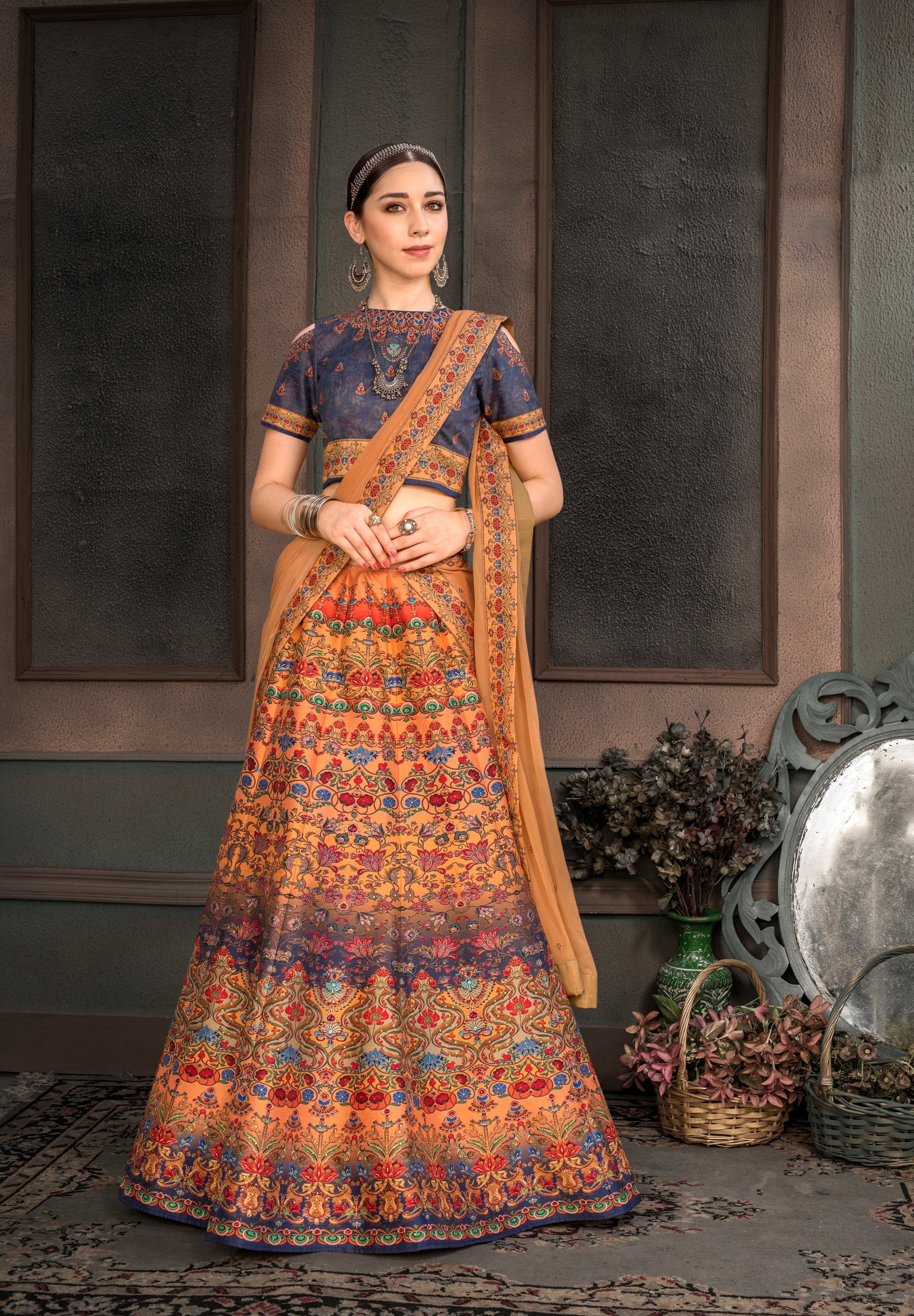 Digital Dreams: A Lehenga with Vibrant Print and Stunning Design - qivii