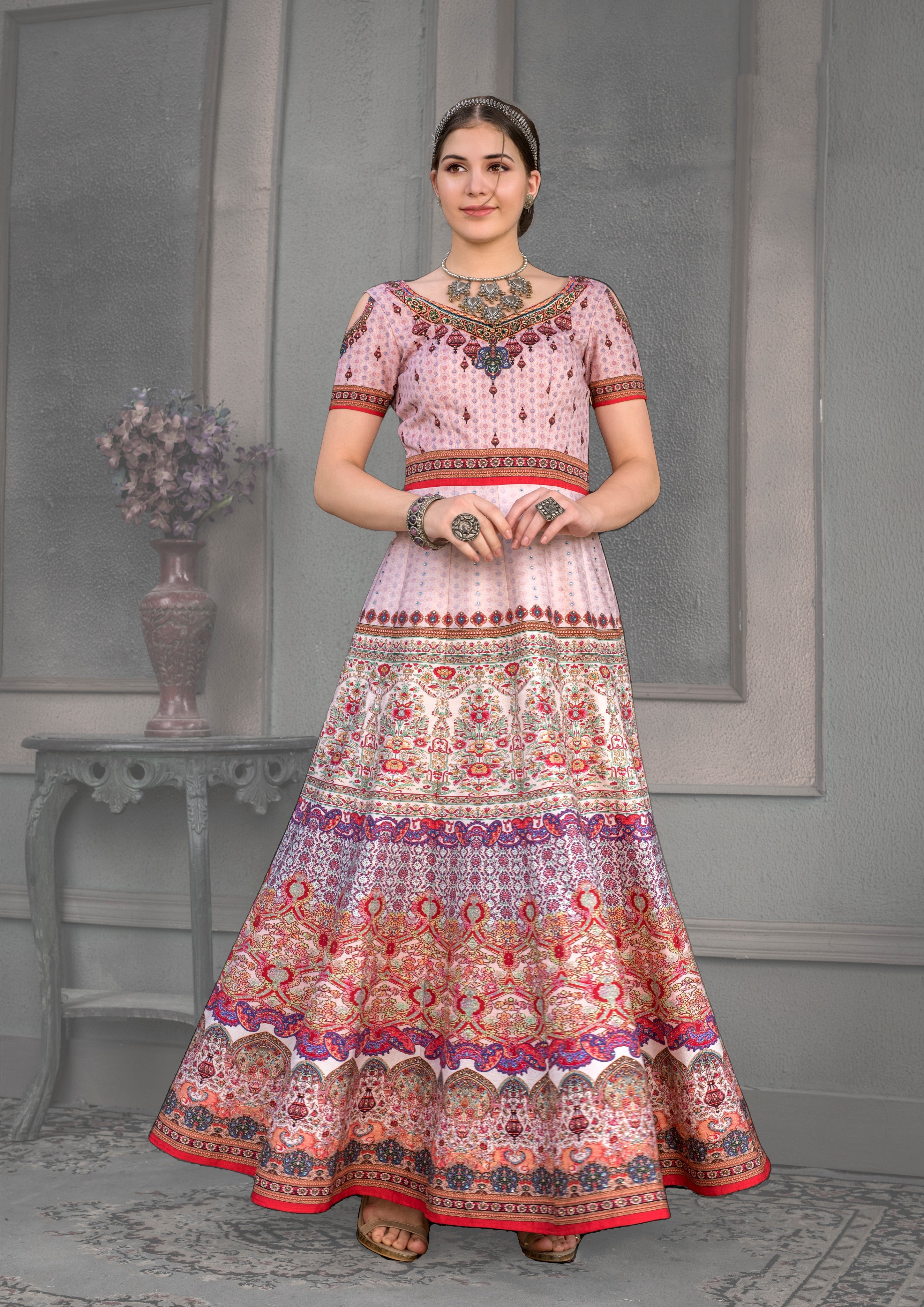 Artistic Expression: A Khadi Mono Silk Gown with Creative Spirit - qivii