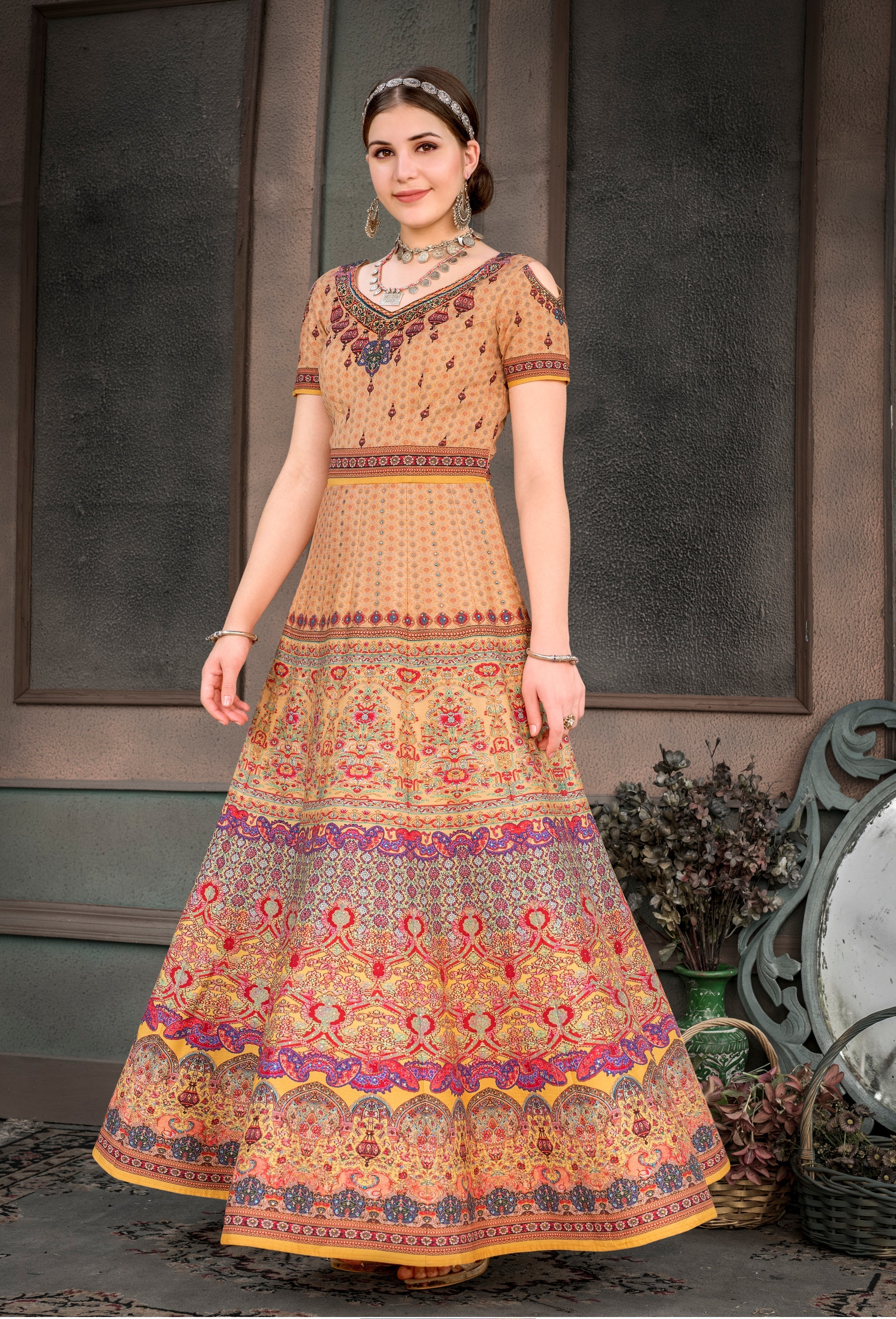 Mono Silk Marvel: A Khadi Mono Silk Gown with Mesmerizing Texture - qivii