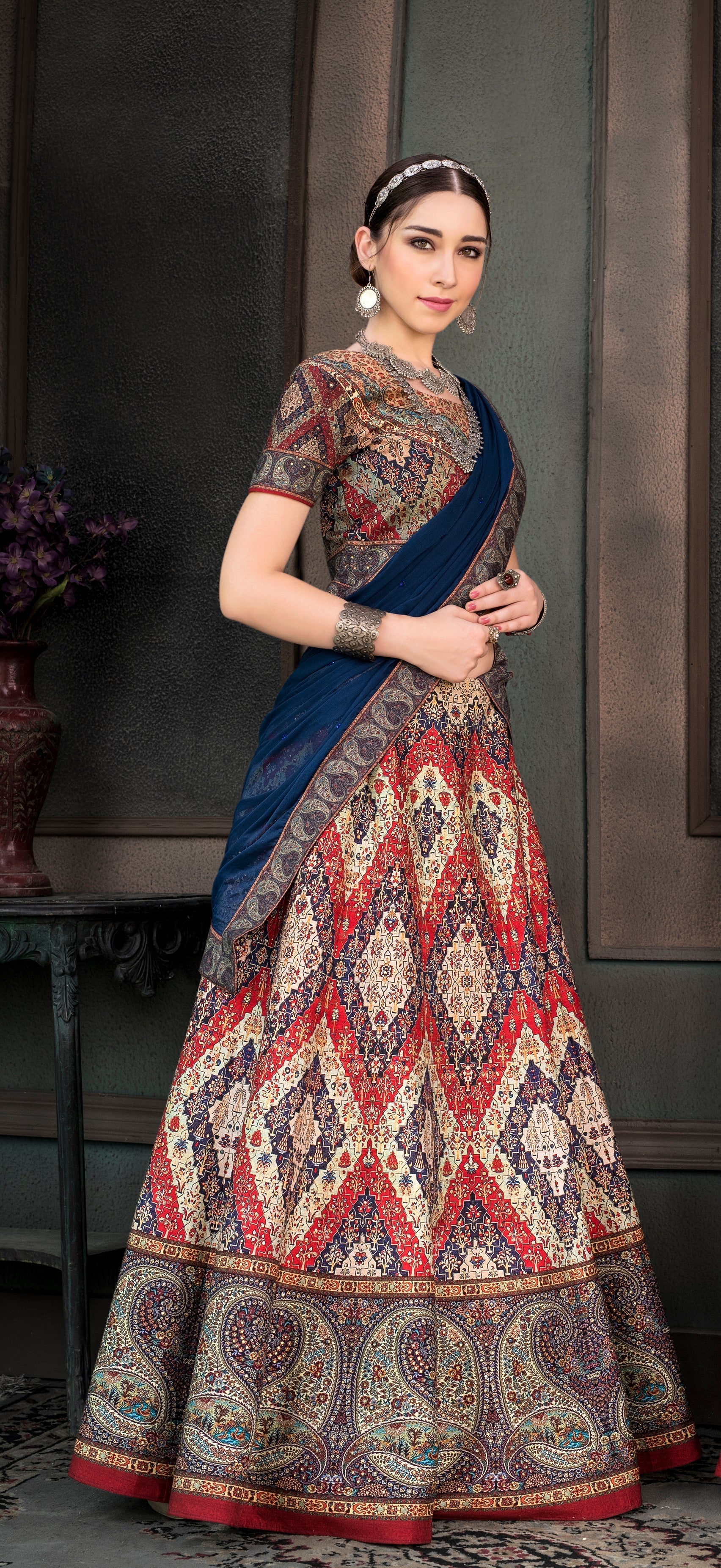 Printed Perfection: A Digital Print Lehenga for the Modern Bride - qivii