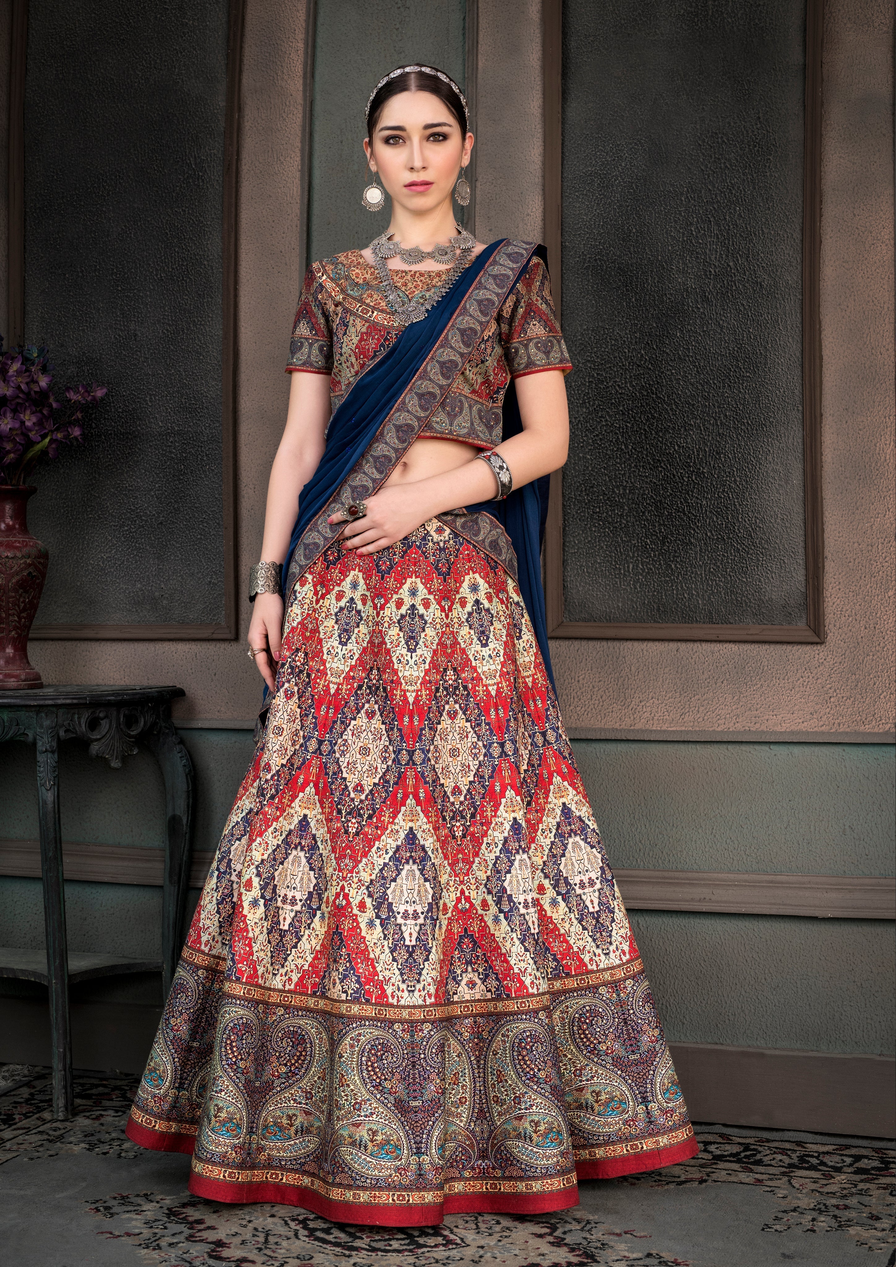 Printed Perfection: A Digital Print Lehenga for the Modern Bride - qivii