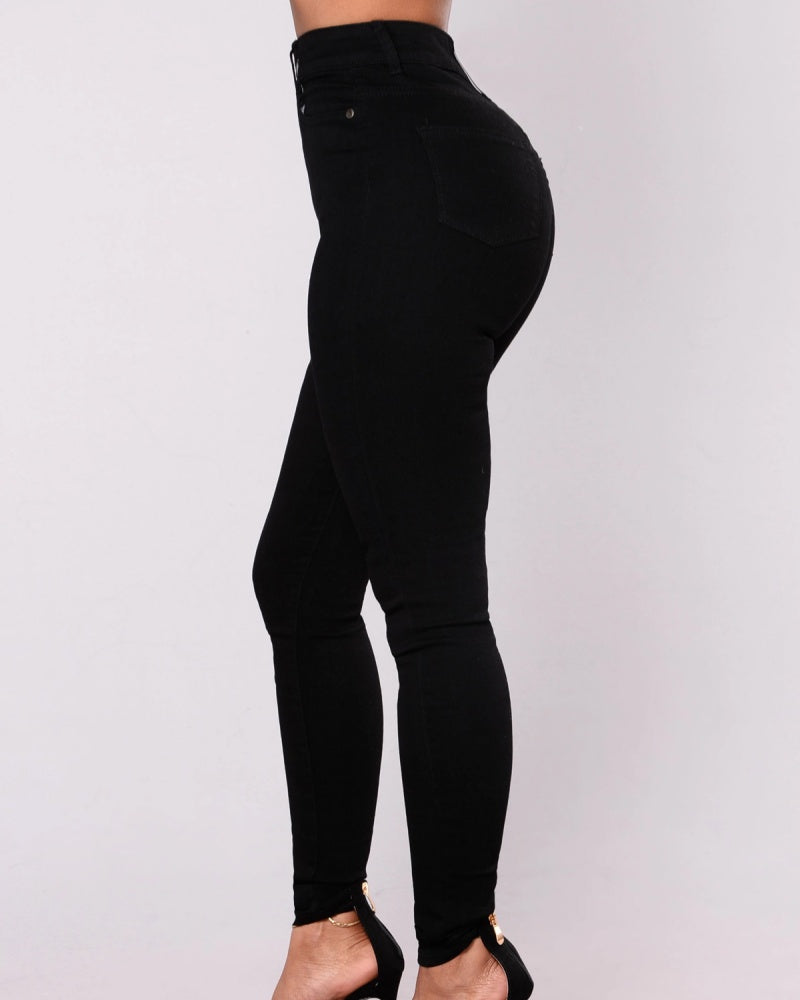 High Waist Elastic Tummy Control and Hip Lift Skinny Jeans - By Qivii