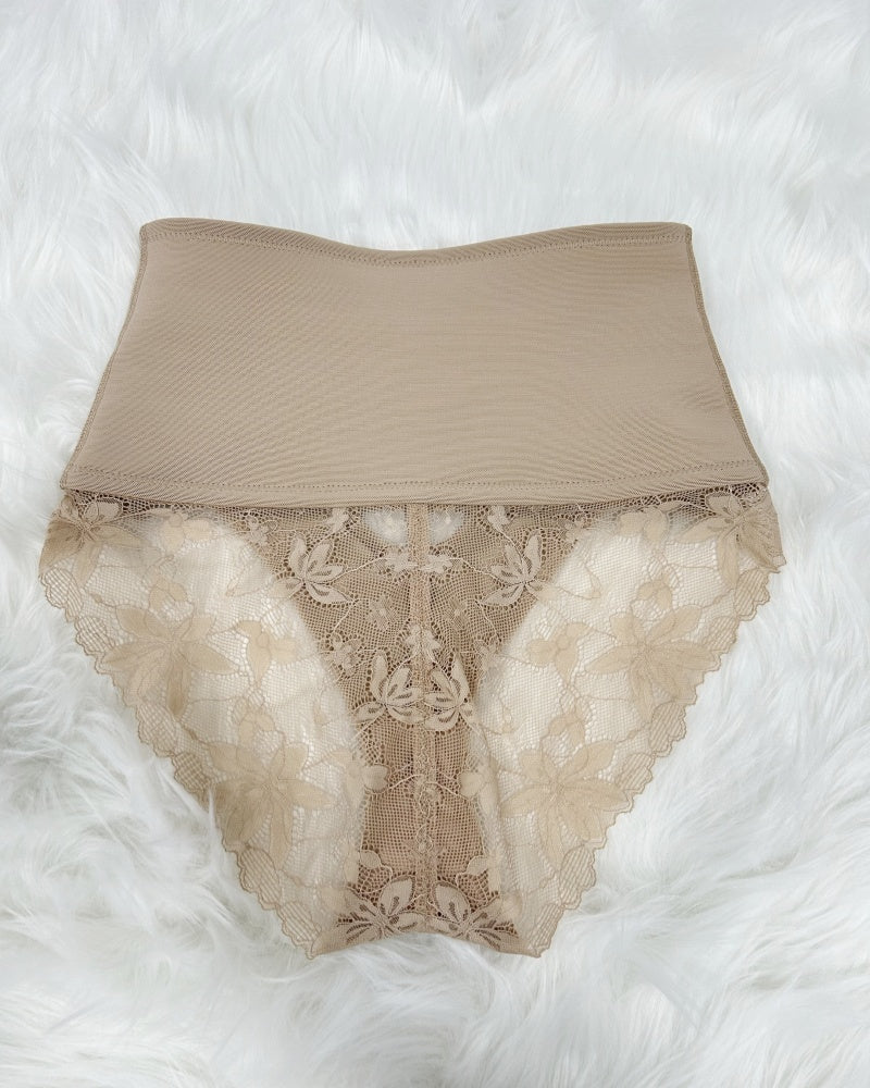 Shapshe® Front-opening Shapewear with Lace Trimmed Tummy Control Panty - By Qivii