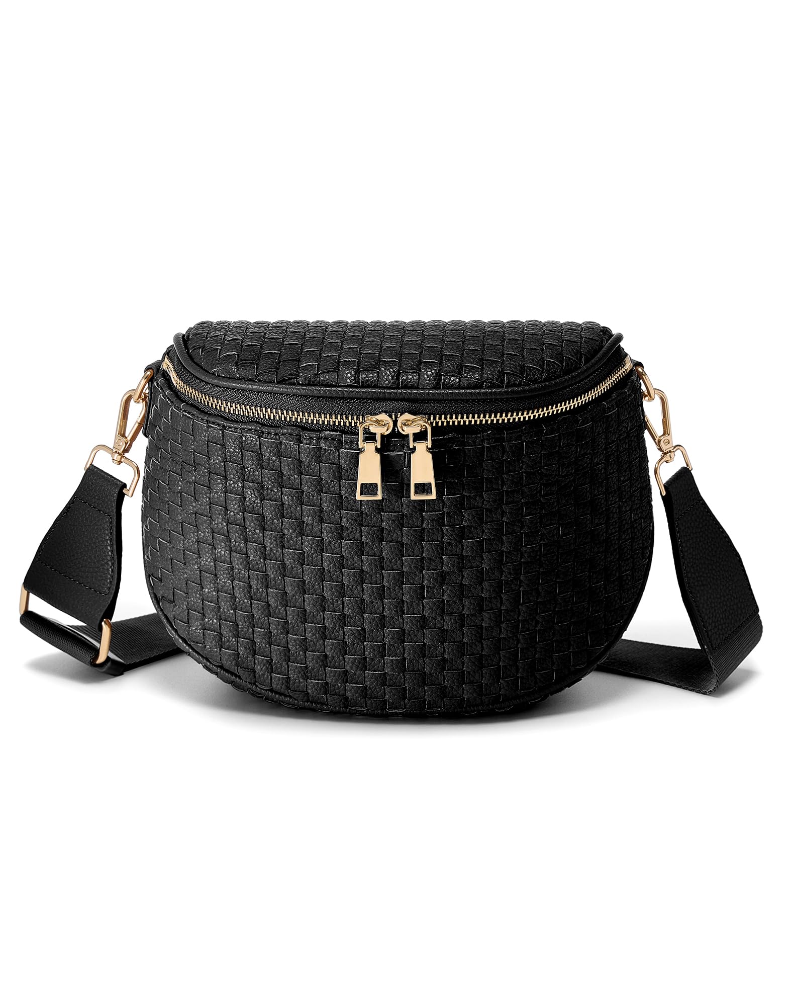 Ounamei Woven Checkered Crossbody Bum Bag | Trendy PU Leather Belt Bag with Adjustable Strap, Stylish & Versatile Everyday Companion