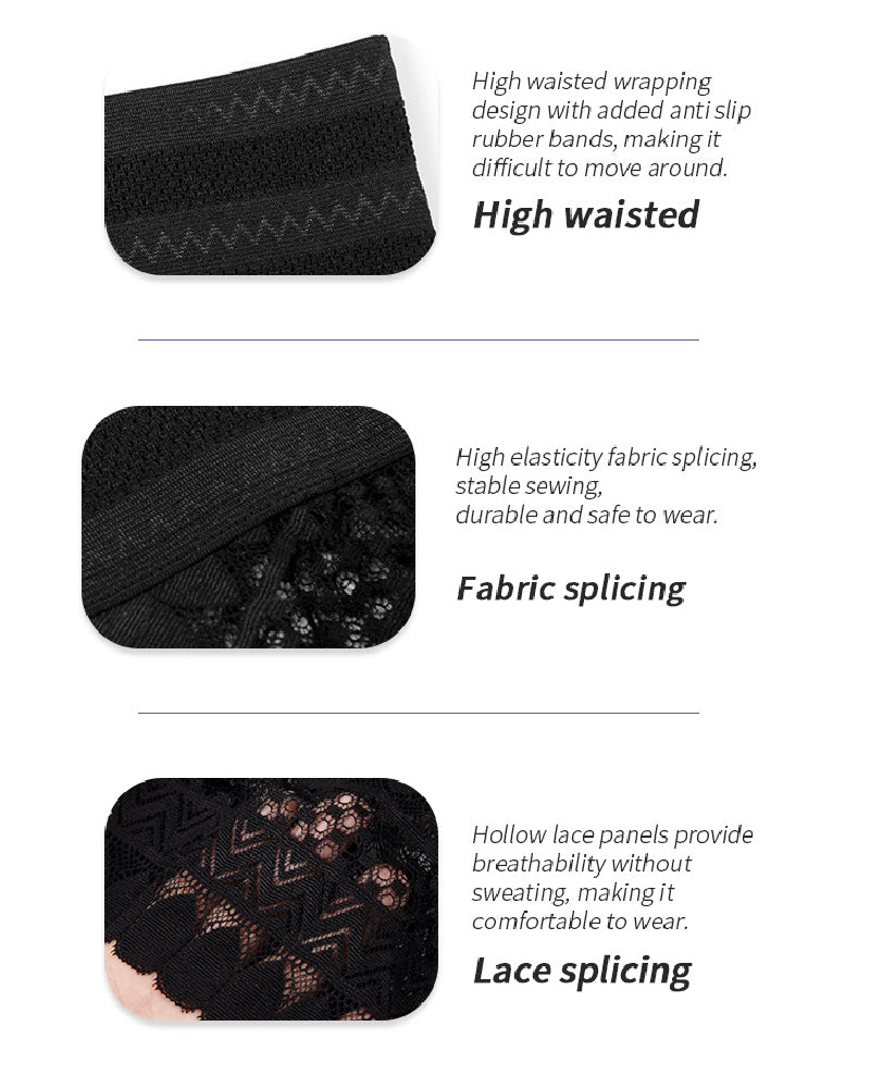 Splicing Lace Hollow High Waist Shapewear Panty Butt Lifter Slimming Thong - By Qivii