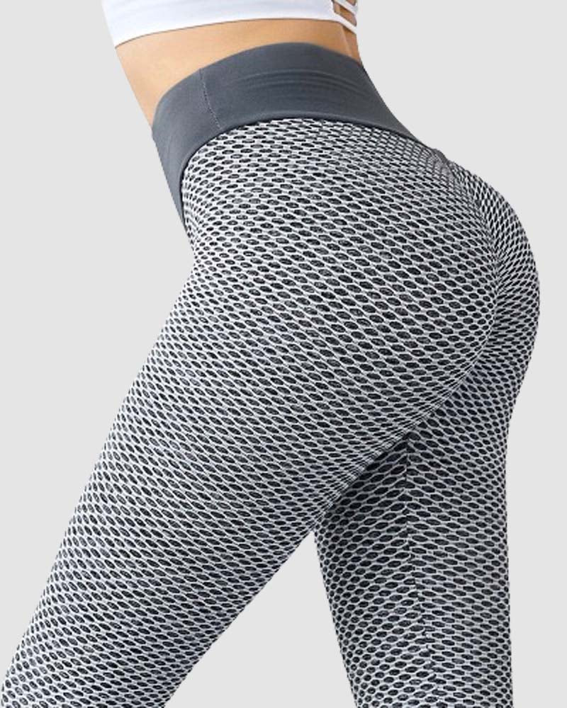 Honeycomb Butt Lifting Anti Cellulite Workout Leggings High Waist Yoga Pants - By Qivii