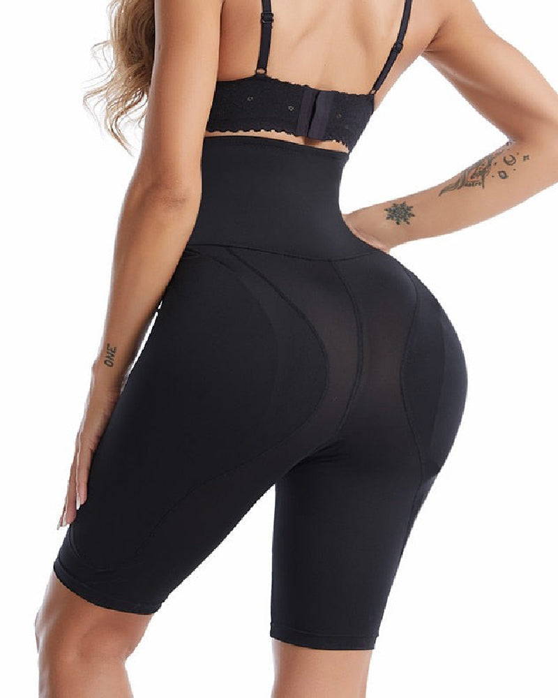 Hourglass Buckle Closure Waist Cincher BBL Shapewear Shorts With Sponge Pads - By Qivii