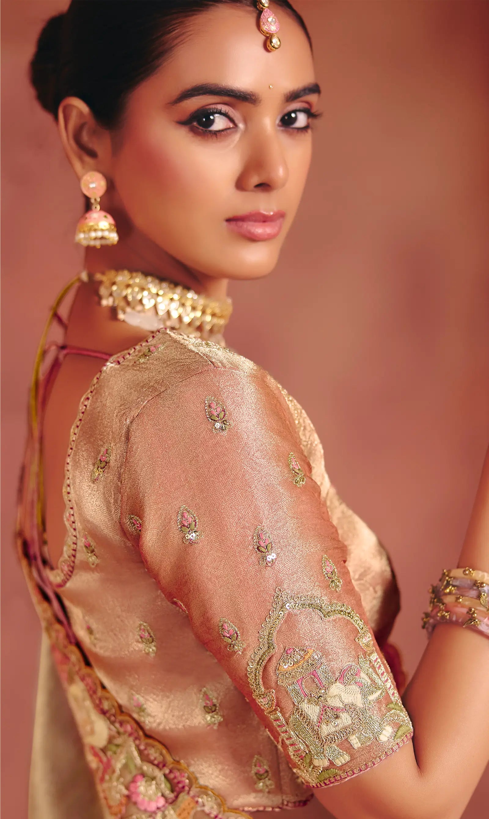 Ivory Gold Zari Silk Heavy Embroidery Saree