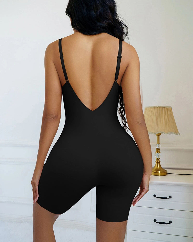 Seamless Solid Underwire V Backless Shapewear Bodysuit - By Qivii