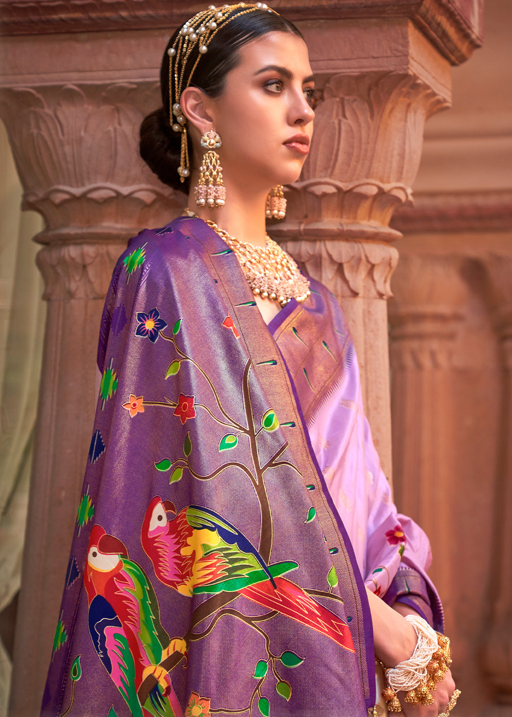Shades Of Purple Paithani Silk Saree - qivii