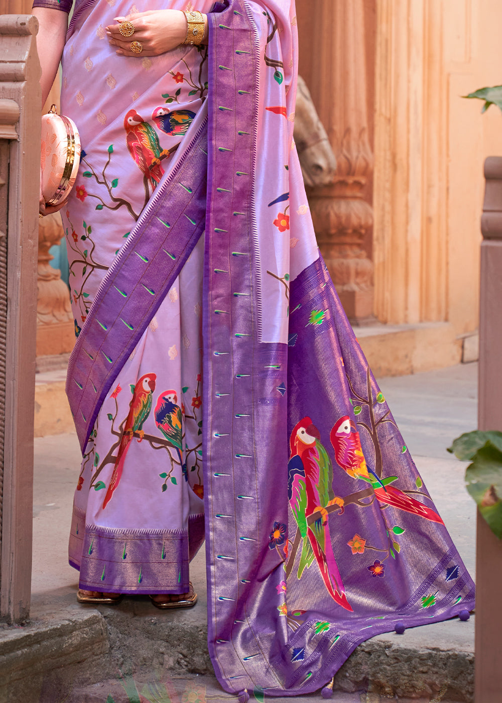 Shades Of Purple Paithani Silk Saree - qivii