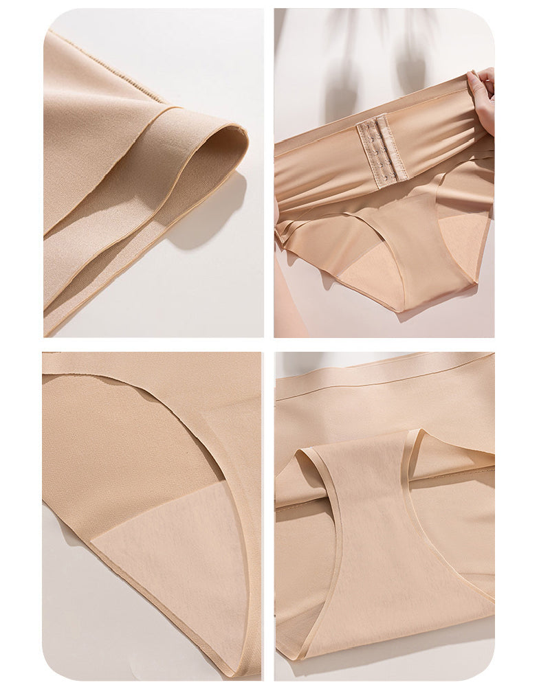 Women's Mid Waist Seamless Tummy Control Shapewear Briefs Underwear With Hooks Belt - By Qivii
