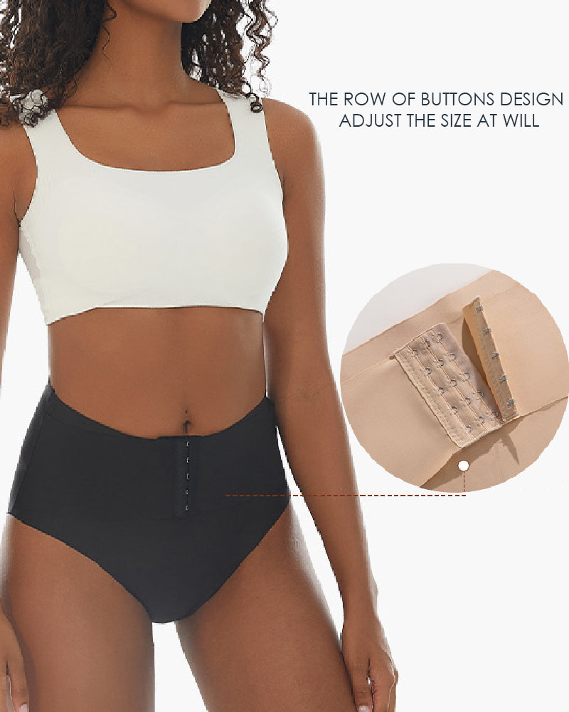 Women's Mid Waist Seamless Tummy Control Shapewear Briefs Underwear With Hooks Belt - By Qivii
