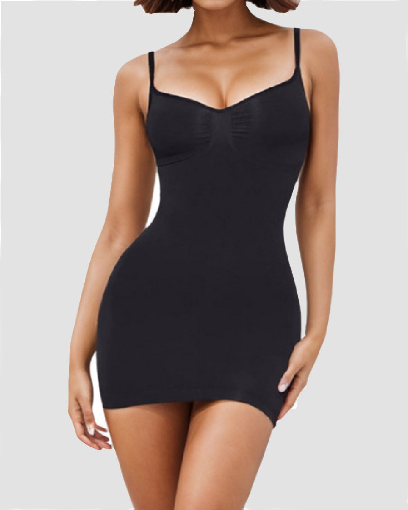 Women's Simple Slimming Shapewear Slip Dress Seamless Tummy Control Cami Under Dress - By Qivii