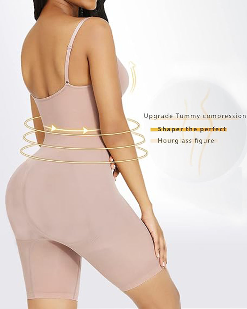 Seamless Light Support Tummy Control Thigh Slimmer Bodysuit Shapewear - By Qivii