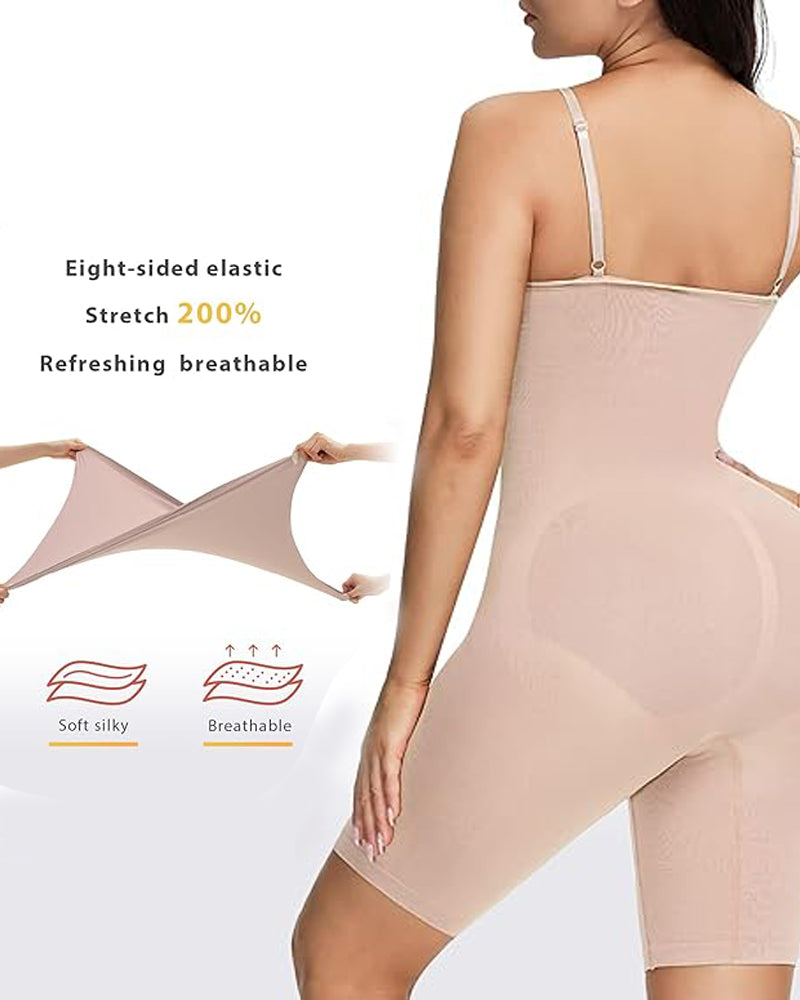 Seamless Light Support Tummy Control Thigh Slimmer Bodysuit Shapewear - By Qivii