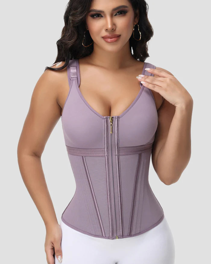 Women's Leopard Print Vest Tummy Control Waist Trainer With Bra